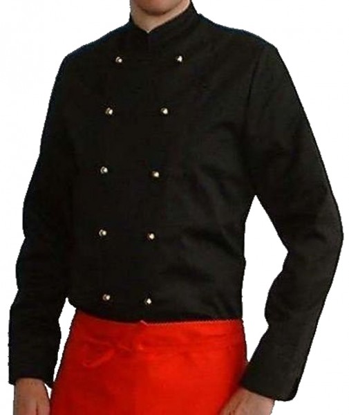 Kochjacke Bäckerjacke Herren langarm schwarz Satin